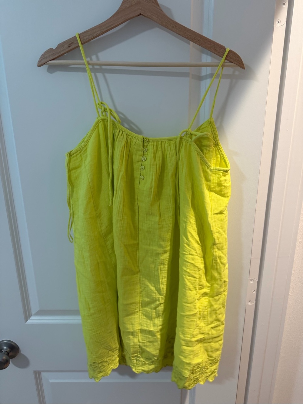 GAP Neon Yellow Spaghetti Strap Mini Dress